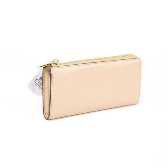 NWT Coach Saffiano Leather Slim Wallet in Tan - Picture 1 of 7